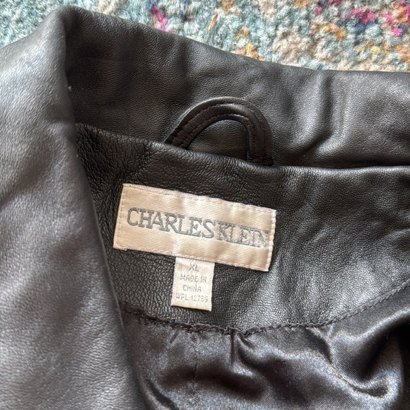 Vintage 1990's Oversized Black Lambskin Leather Blazer Style Jacket - Picture 6 of 7